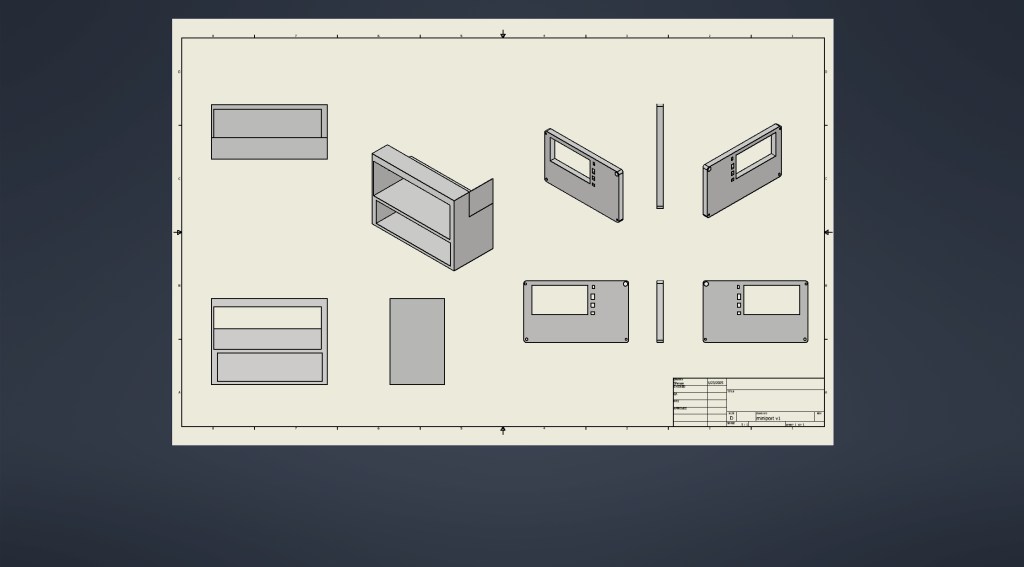Technical drawing of various shapes and objects.
