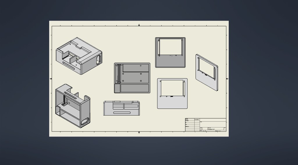 A technical drawing of various rectangular shapes, likely representing parts of an electronic device, set against a light ...